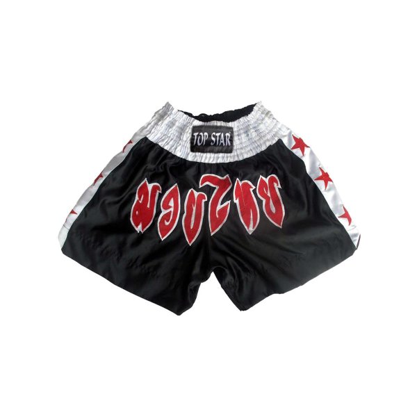 Thai-Box Shorts, schwarz/weiß/rot