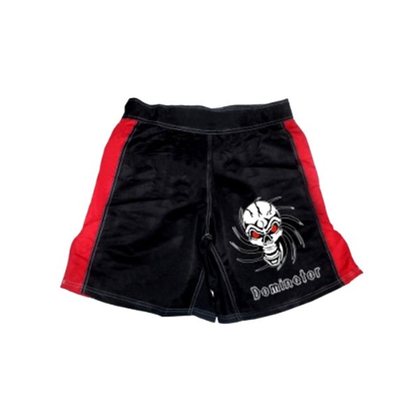 MMA shorts, black/red, 100% taslan