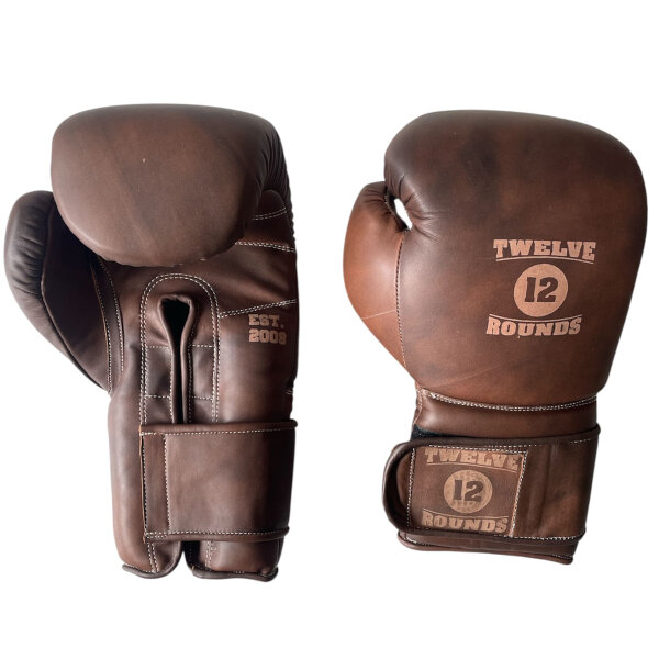 Boxhandschuhe, 12 ROUNDS, Leder, Vintage Braun 14oz