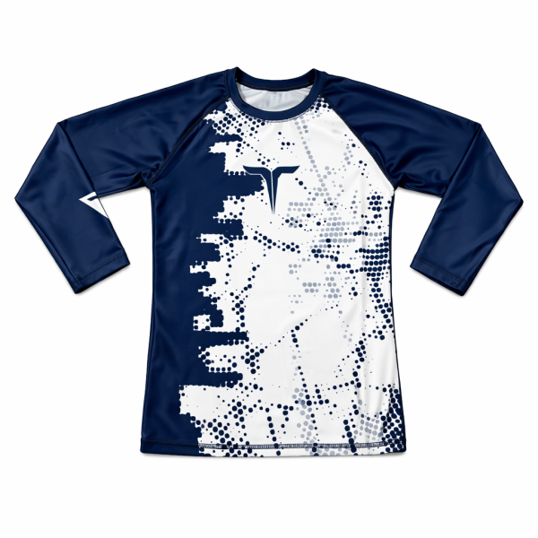 Rashguard, 280GSM, blau/weiß, langarm, MODELL: COMBAT FIGHTER