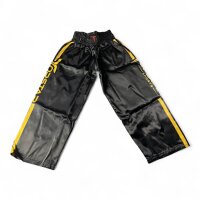 Kickboxhose, 100% Satin, schwarz/gold, 150cm, MODELL:...