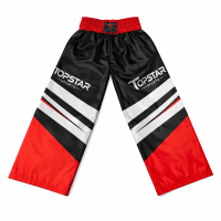 Kickboxhose, 100% Satin, schwarz/rot, MODELL: RED HAWK