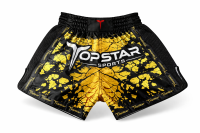 Kick-Thai-Box Shorts, 100% Satin, schwarz/gold,...