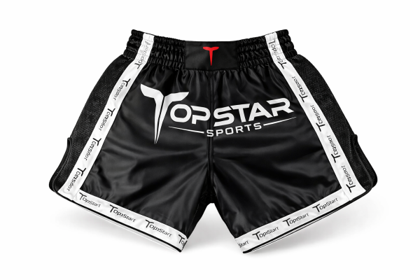 Kick-Thai-Box Shorts, 100% Satin, schwarz/weiß, MODELL: DESTINY