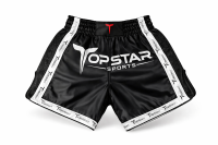 Kick-Thai-Box Shorts, 100% Satin, schwarz/weiß,...