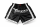Kick-Thai-Box Shorts, 100% Satin, schwarz/weiß, MODELL: DESTINY