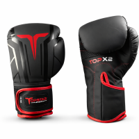 Boxhandschuhe, schwarz/rot, Premium Kunstleder, MODELL:...