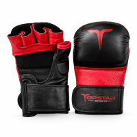 MMA Handschuhe, schwarz/rot, Premium Leder, MODELL: RED...