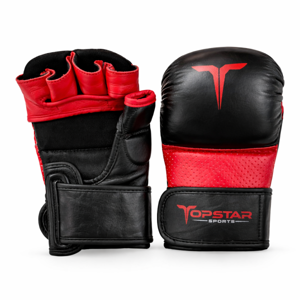 MMA Handschuhe, schwarz/rot, Premium Leder, Größe L, MODELL: RED GHOST
