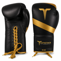 Boxhandschuhe, Echtleder, schwarz/gold, Modell: BLACK...