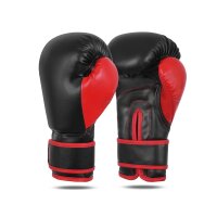 Boxhandschuhe, schwarz/rot, Kunstleder, LION-Modell