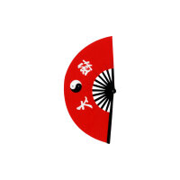 Tai-Chi Fächer, rot, Stahl, Design: Drache/YingYang