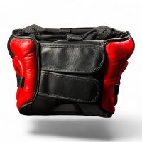 Kopfschutz, schwarz/rot, Leder