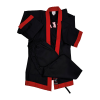 HapKiDo Anzug, schwarz/rot, Mischgewebe, 190cm