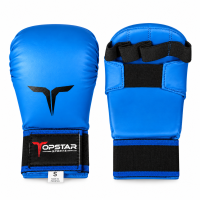 Karate Wettkampf Handmitts, blau, Kunstleder