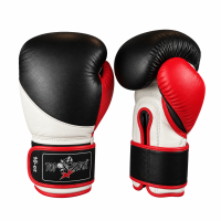 Boxhandschuhe, schwarz/weiß/rot, LION-Modell