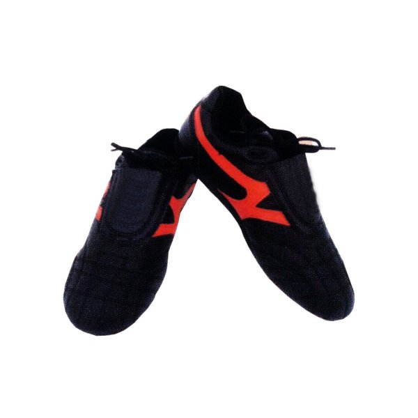 Taekwondo shoes, black/red, imitation leather
