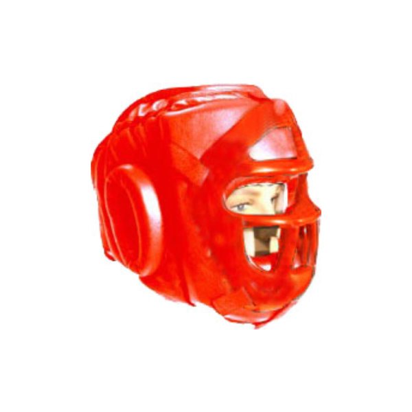 Kopfschutz, rot, m. Plastik-Gitter