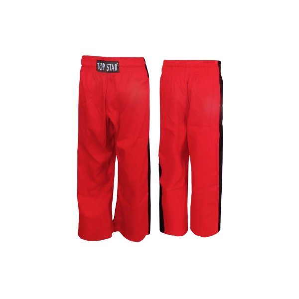 Kick-Box Hose, rot, Mischgewebe, 2 Streifen