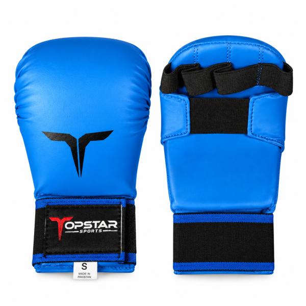 Karate Wettkampf Handmitts, blau, Kunstleder
