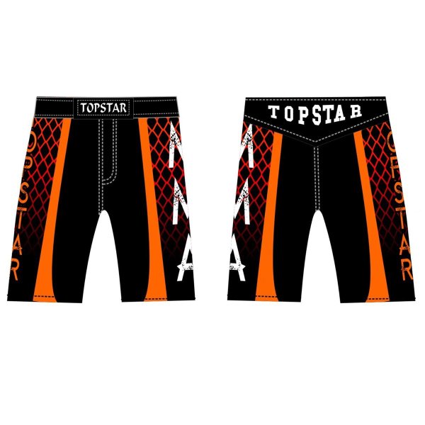 MMA Shorts, schwarz/orange/rot